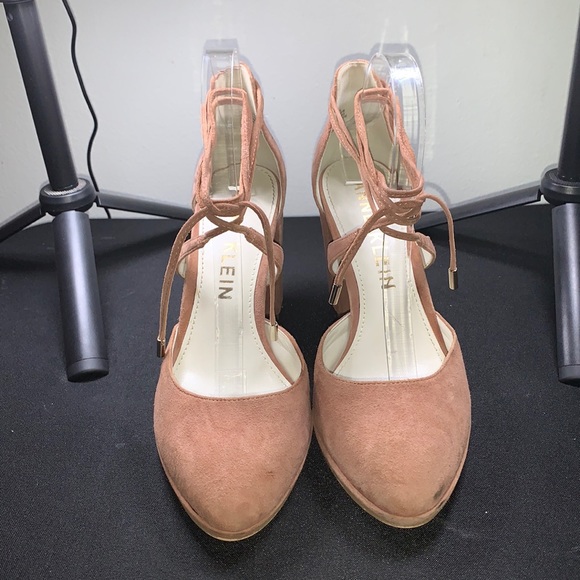 Anne Klein Other - Anne Klein Genice Rose Suede Lace up Ankle Wrap Block Heel Size 10M